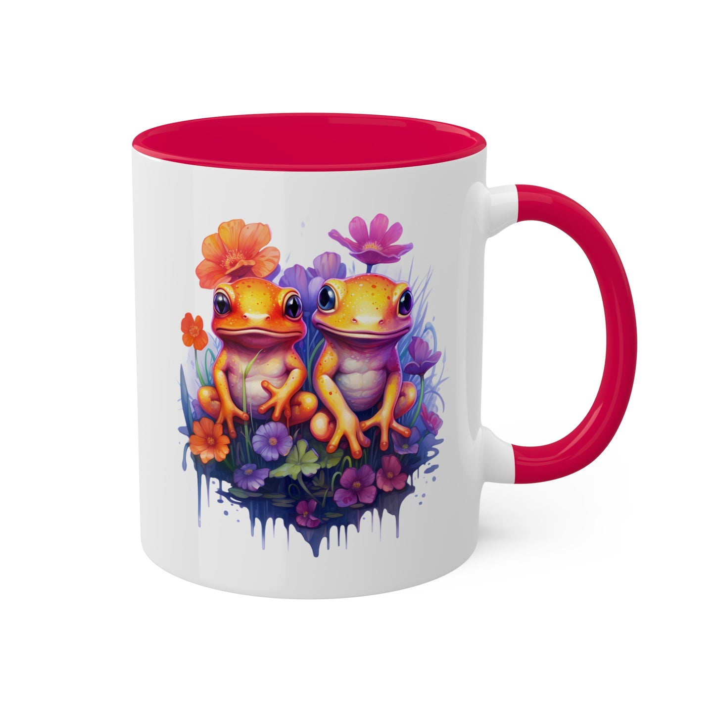 Two Adorable Little Frogs Sitting Peacefully - 11 oz Colorful Coffee Mug