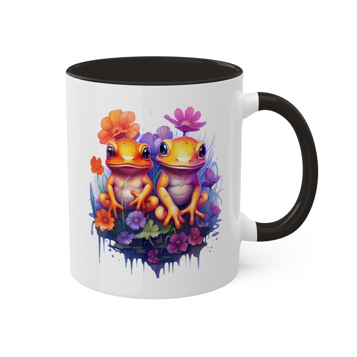 Two Adorable Little Frogs Sitting Peacefully - 11 oz Colorful Coffee Mug