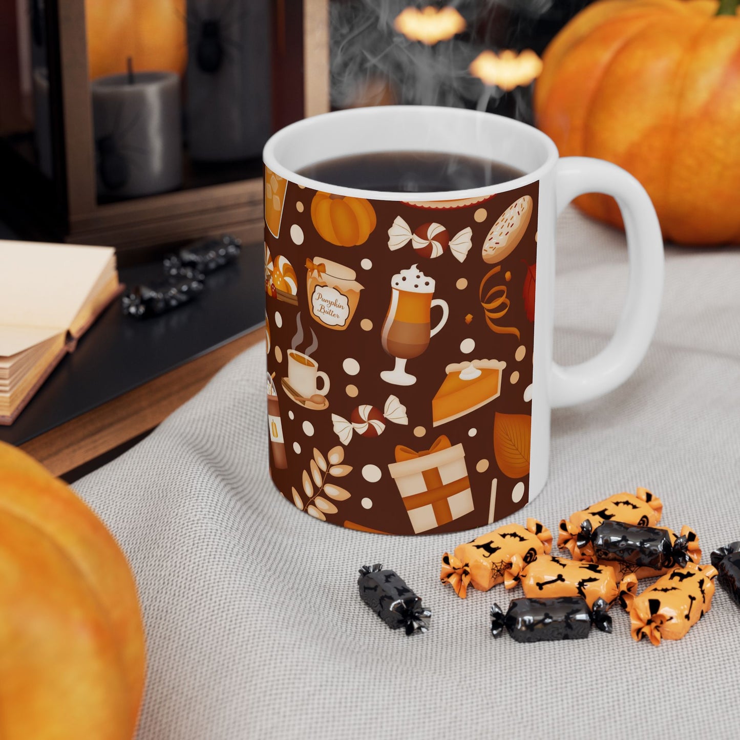 Pumpkin Cookies - Fall Pattern Thanksgiving Coffee Gift Mug (11oz, 15oz)