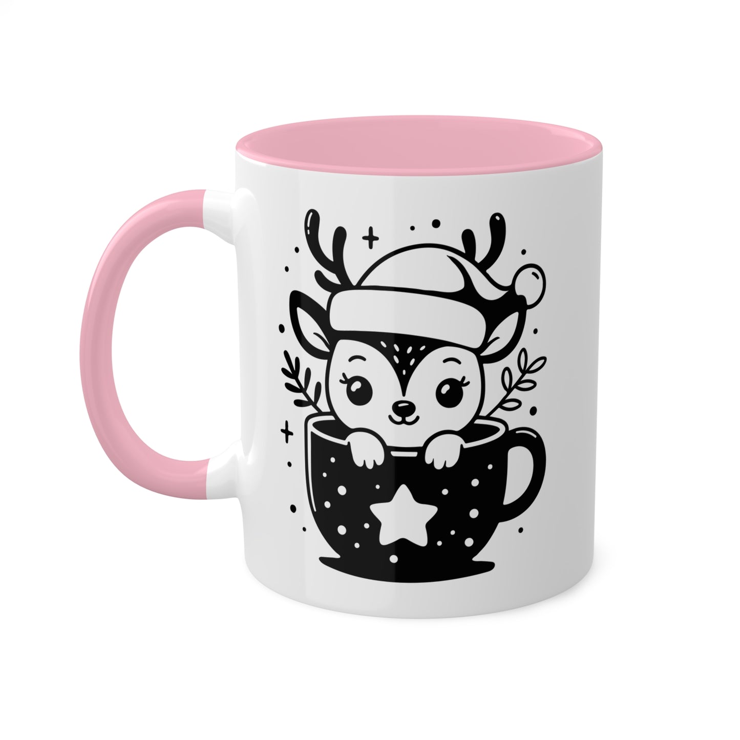 Lindo reno navideño de dibujos animados en taza de té - Taza de regalo navideña de 11 oz