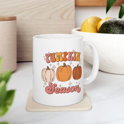 Taza de café con motivo de la temporada de calabazas y Acción de Gracias (11 oz, 15 oz)