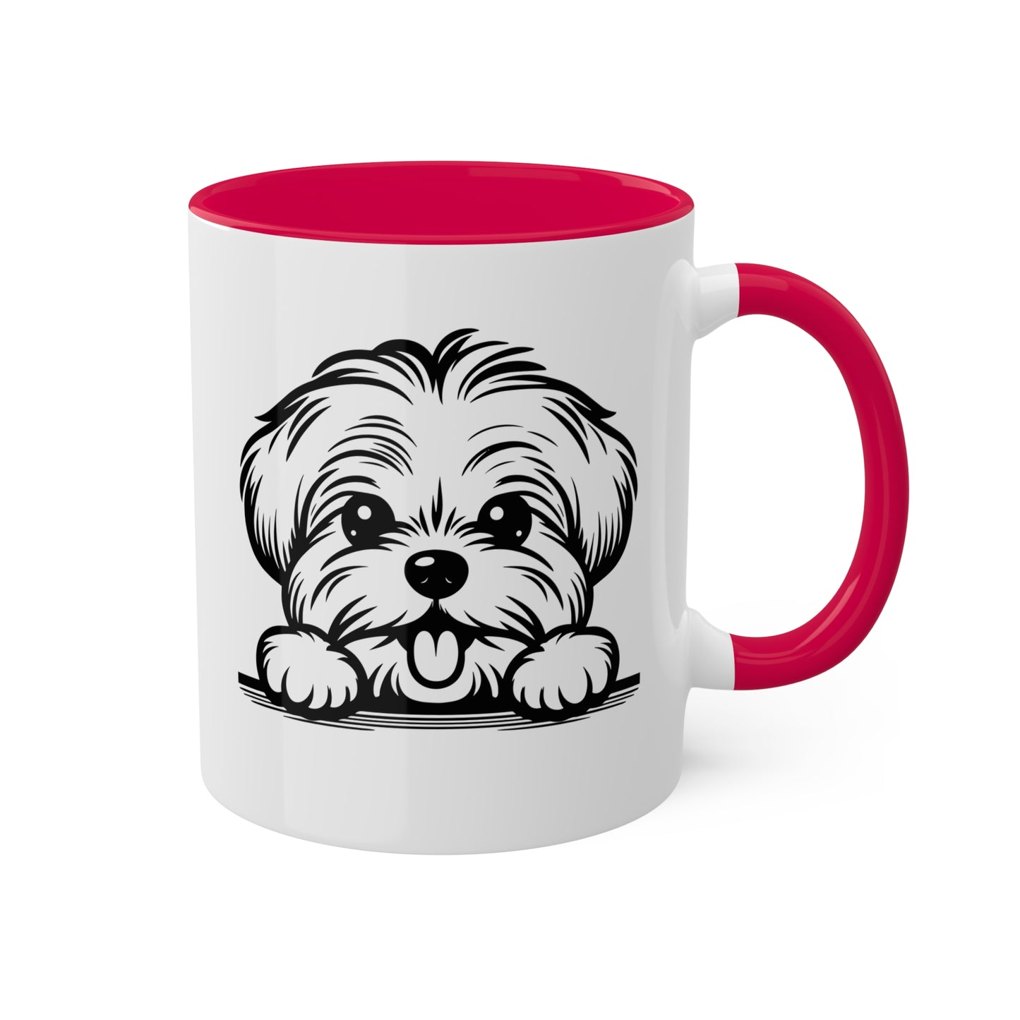 Taza de café con cara de perro maltés, regalo, taza colorida de 11 oz