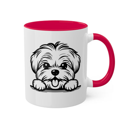 Taza de café con cara de perro maltés, regalo, taza colorida de 11 oz