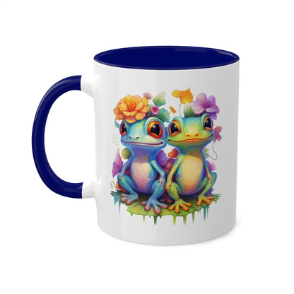 Two Adorable Little Frogs Sitting Peacefully - 11oz Colorful Coffee Mug