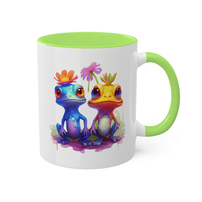 Two Cute Little Frogs Sitting - 11 oz Colorful Coffee Mug