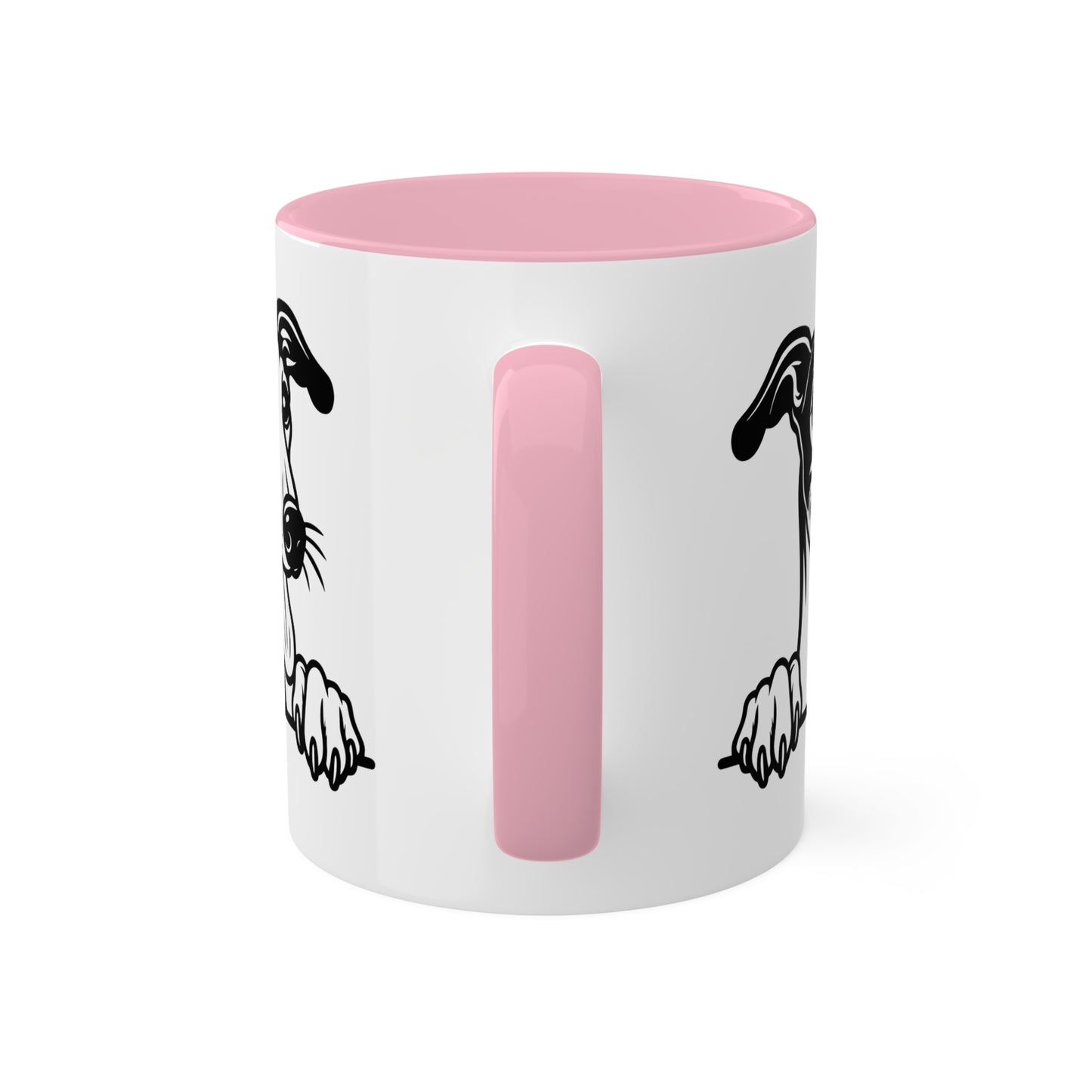 Taza de café colorida con cara de perro galgo - 11 oz