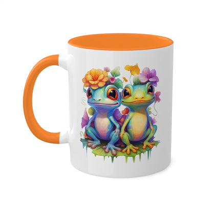 Two Adorable Little Frogs Sitting Peacefully - 11oz Colorful Coffee Mug