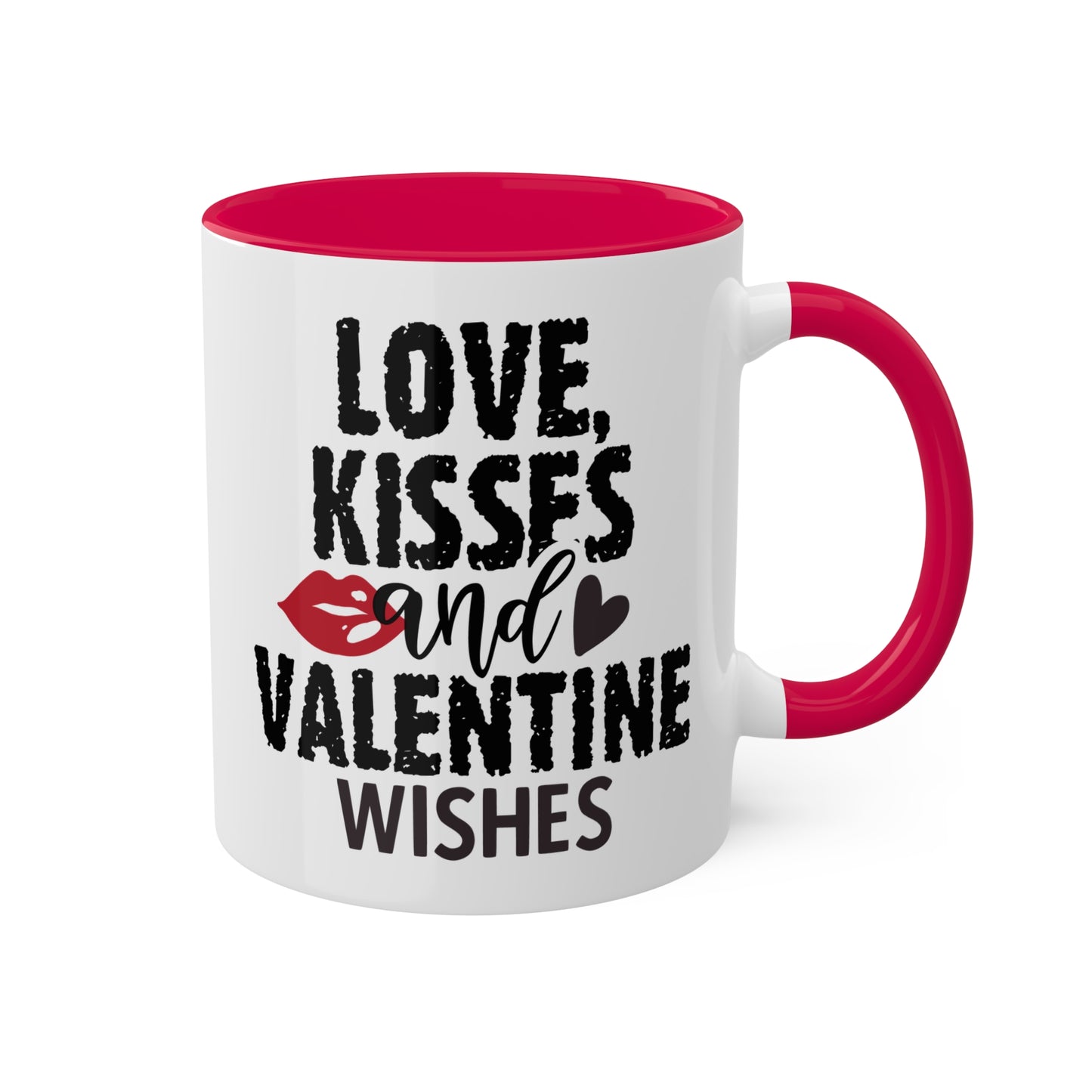 Amor, besos y deseos de San Valentín: taza de regalo colorida de 11 oz