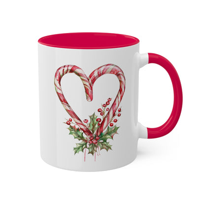 Christmas Candy Canes Heart - 11 oz Holiday Gift Mug