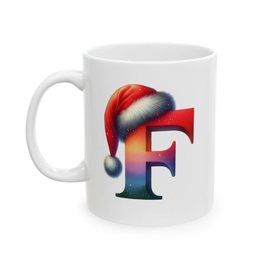 "F" Christmas Alphabet Letter - Holiday Gift Mug (11oz, 15oz)