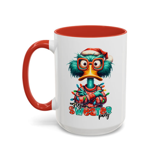 Ugly Sweater Party - Funny Christmas Duck Holiday Gift Mug (11oz, 15oz)