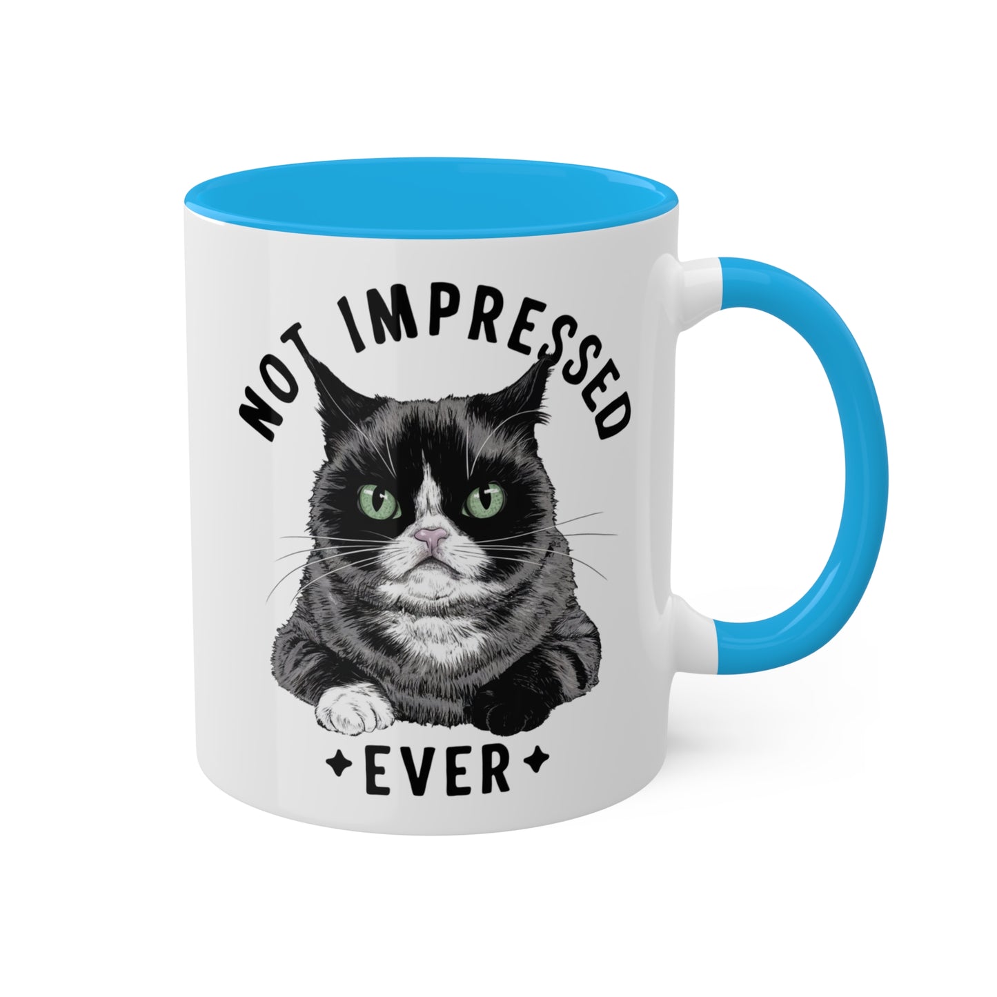 Nunca me impresionó - Lindo gato gruñón - Taza de café colorida de 11 oz