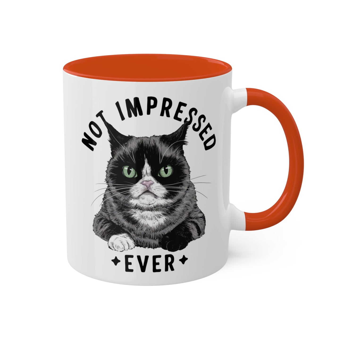 Nunca me impresionó - Lindo gato gruñón - Taza de café colorida de 11 oz