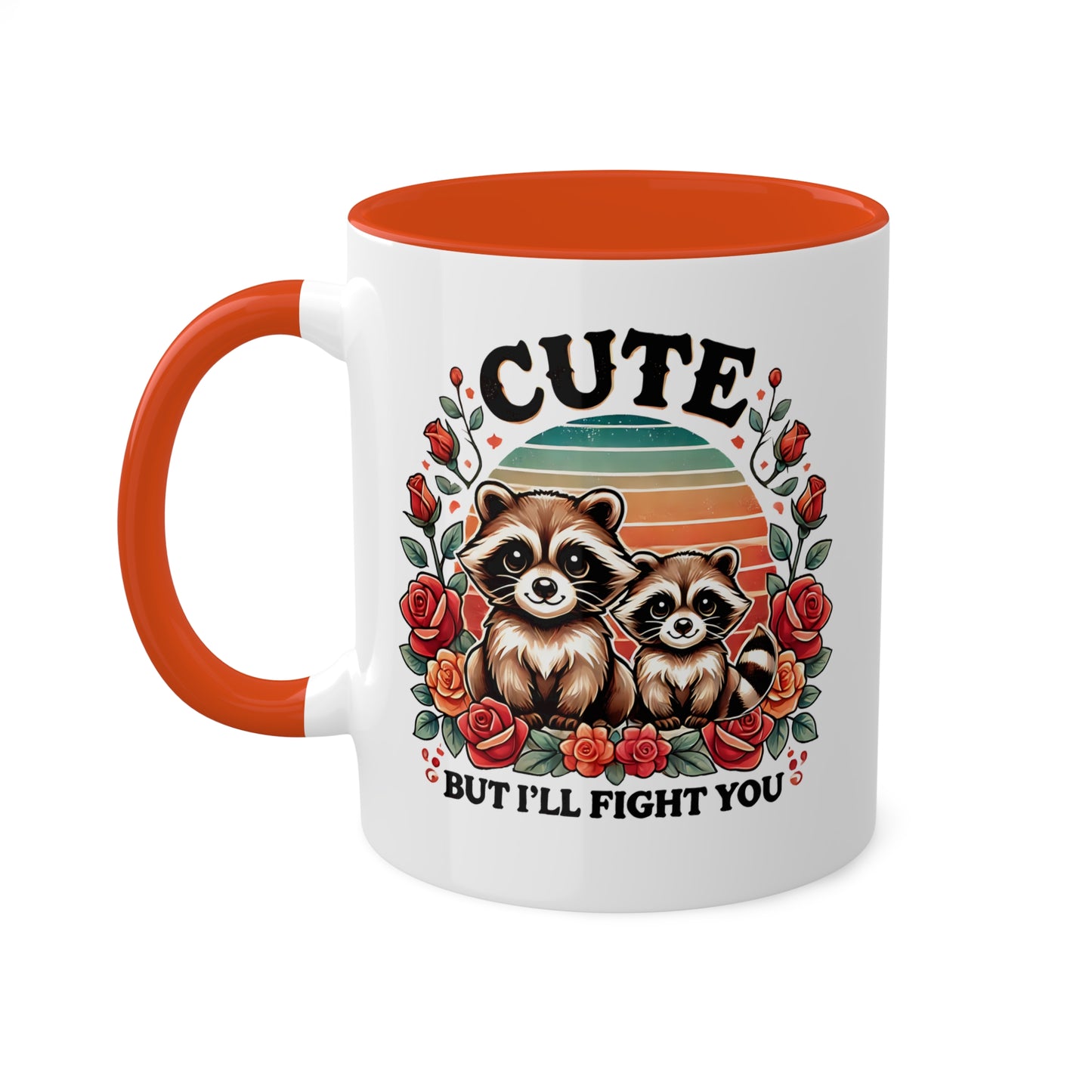 Cute But I'll Flight You With Adorable Raccoons - 11 oz Colorful Mug