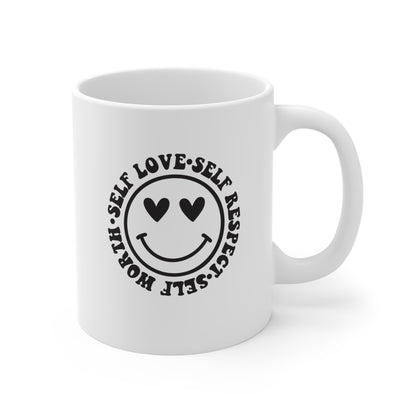 Amor propio, respeto propio y autoestima: taza de café de 11 oz