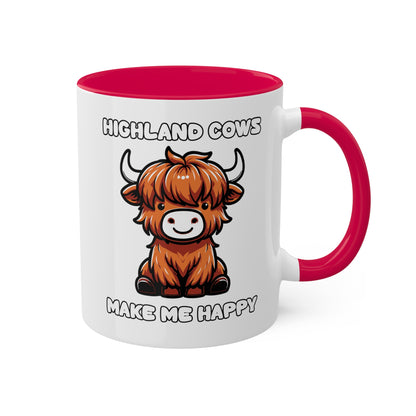 Highland Cows Make Me Happy - 11oz Colorful Mug