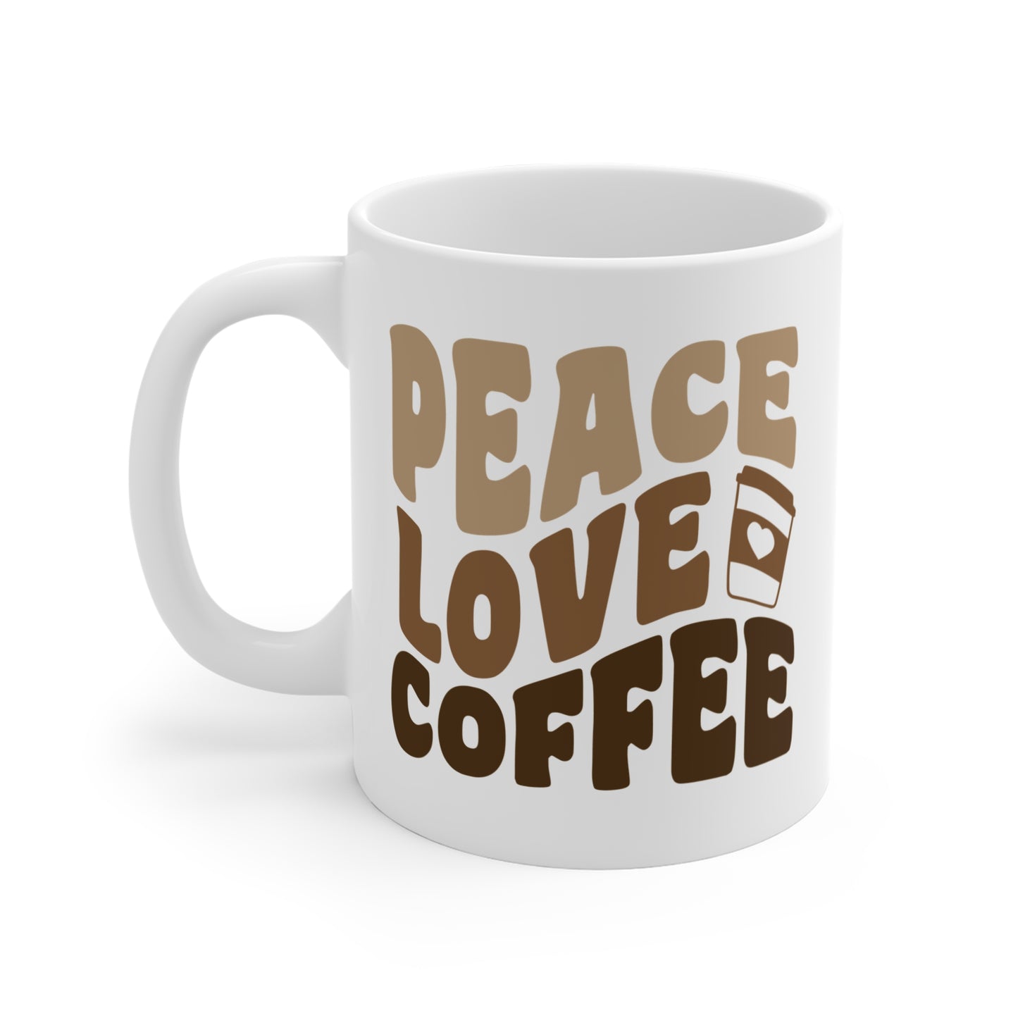 Peace Love Coffee - 11 oz Retro Style Coffee Mug