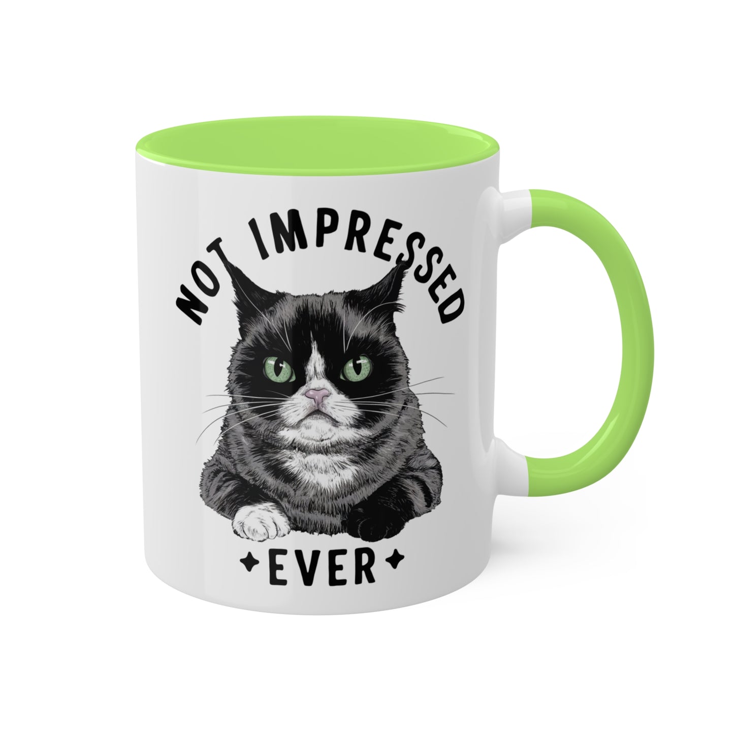 Nunca me impresionó - Lindo gato gruñón - Taza de café colorida de 11 oz