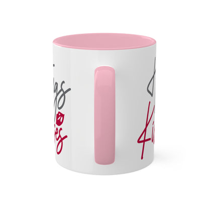 Abrazos y besos: taza de regalo colorida y linda para el día de San Valentín de 11 oz