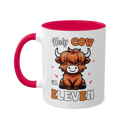 Holy Cow I'm Eleven - Taza de regalo de cumpleaños colorida de 11 oz