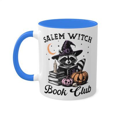 Salem Witch Book Club With Cute Raccoon - 11oz Colorful Halloween Mug