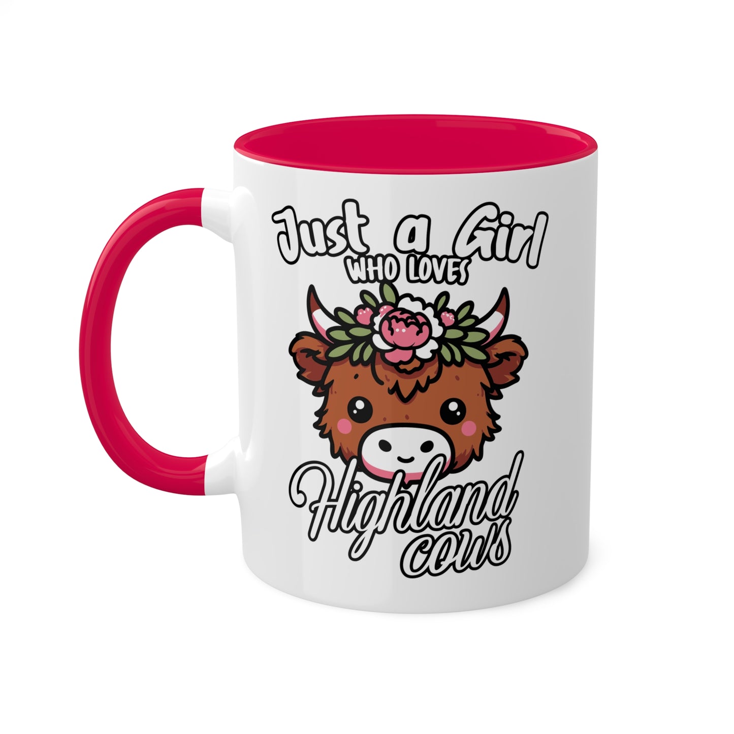 Solo una chica que ama las vacas de las Tierras Altas - Taza colorida de 11 oz