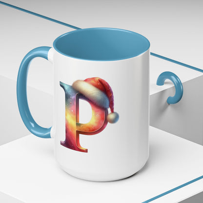 Taza con la letra "P" del alfabeto navideño (11, 15 oz)