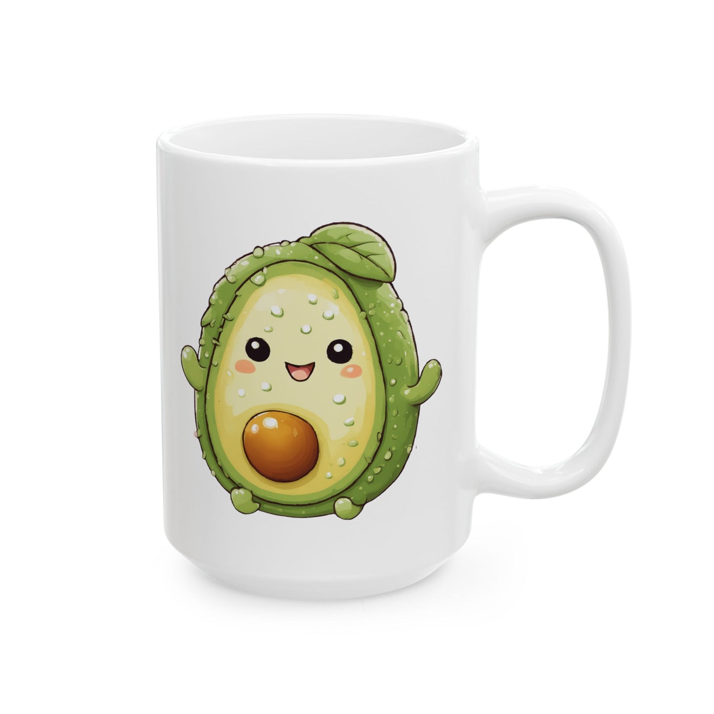 Kawaii Avocado with Smiley Face - Coffee Mug (11oz, 15oz)