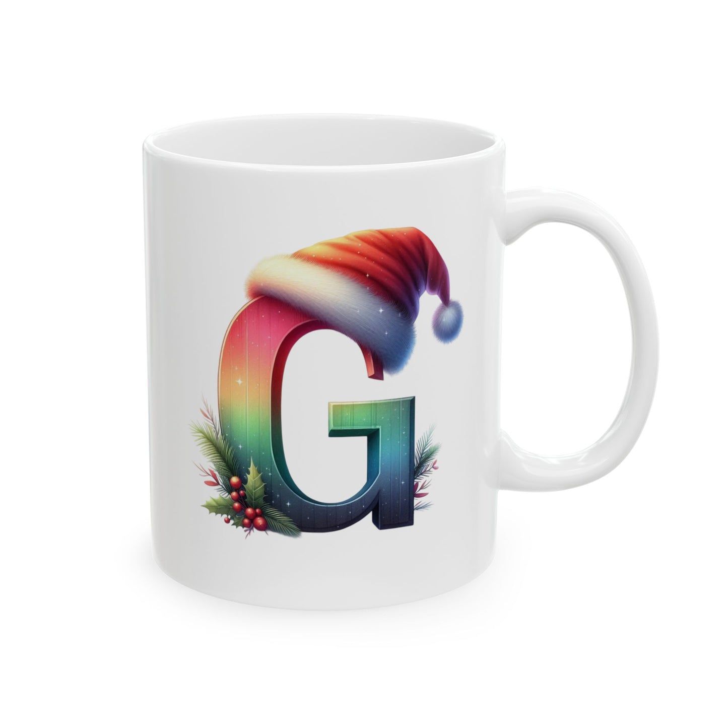 "G" Christmas Alphabet Letter - Holiday Gift Mug (11oz, 15oz)