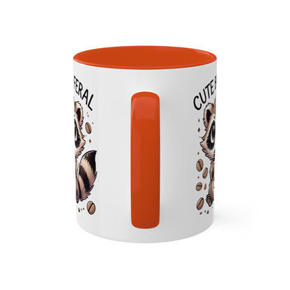 Cute But Feral - Adorable Raccoon With Coffee - 11oz Colorful Mug