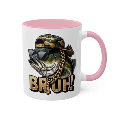 Bruh Fish con gafas de sol - Taza de regalo divertida y colorida de 11 oz