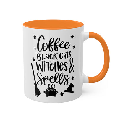 Coffee Black Cat Witches And Spells - 11oz Colorful Halloween Mug