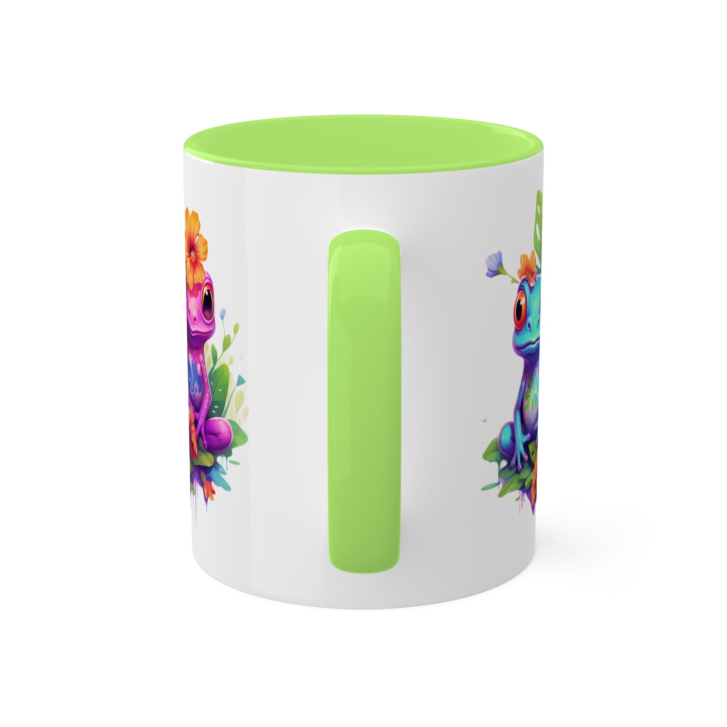 Two Adorable Little Frogs Sitting In A Garden - 11oz Colorful Coffee Mug