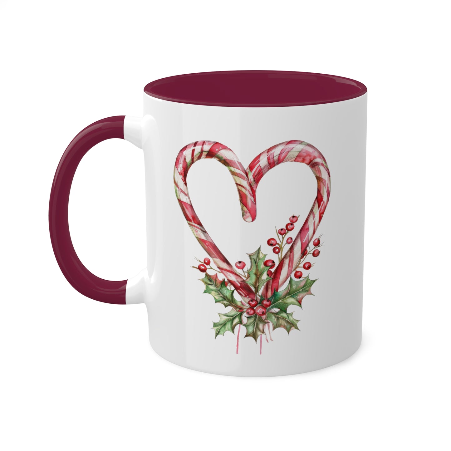 Christmas Candy Canes Heart - 11 oz Holiday Gift Mug