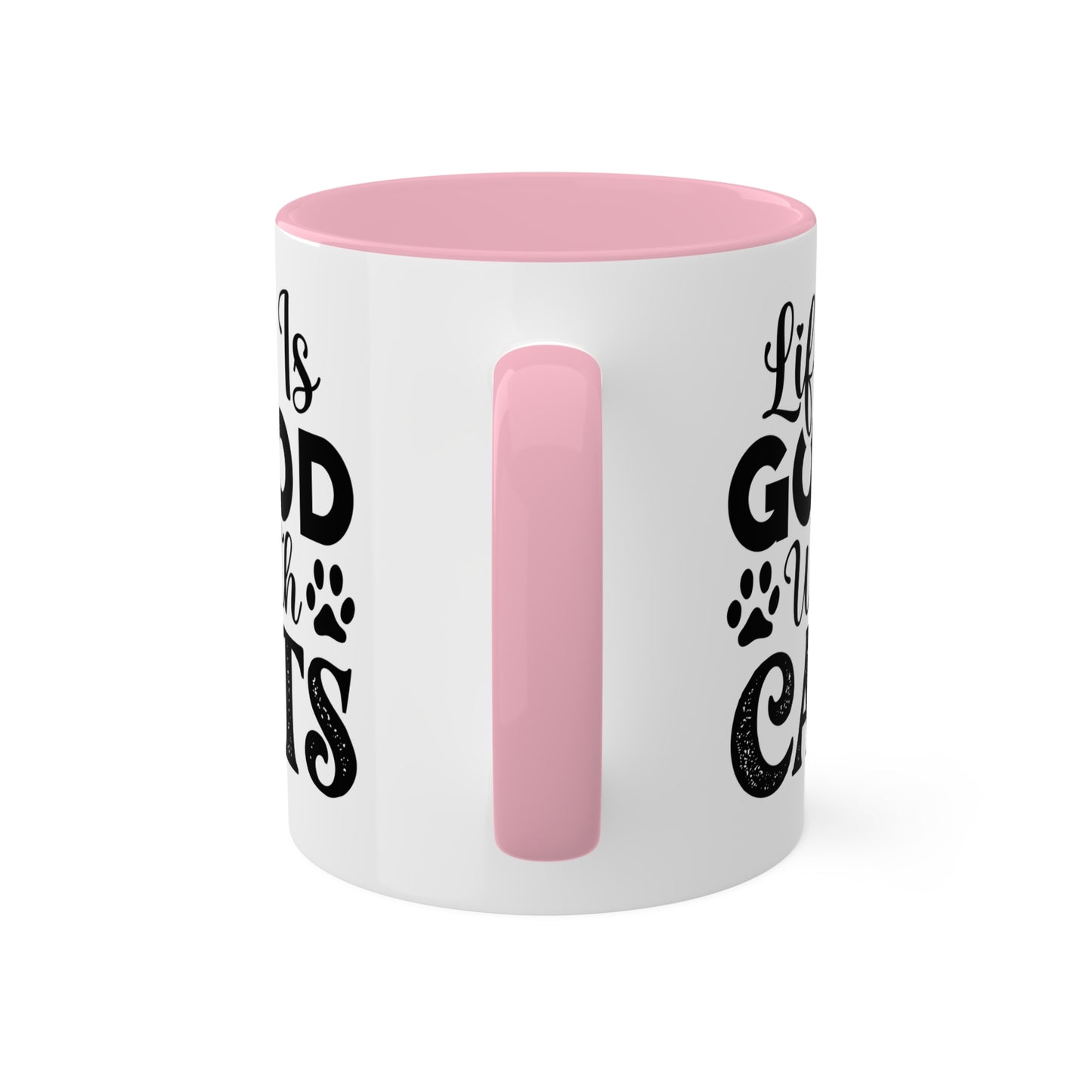 La vida es buena con los gatos - Taza colorida de 11 oz