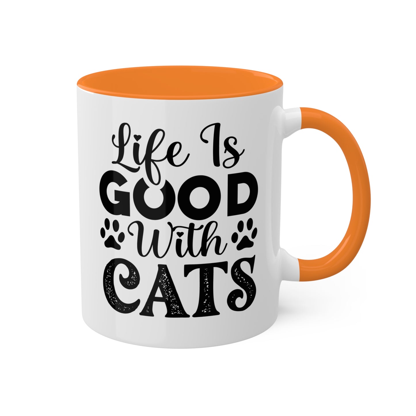 La vida es buena con los gatos - Taza colorida de 11 oz