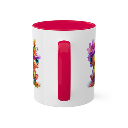 Two Adorable Little Frogs With Pretty Flowers - 11 oz Colorful Coffee Mug