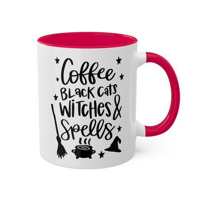 Coffee Black Cat Witches And Spells - 11oz Colorful Halloween Mug