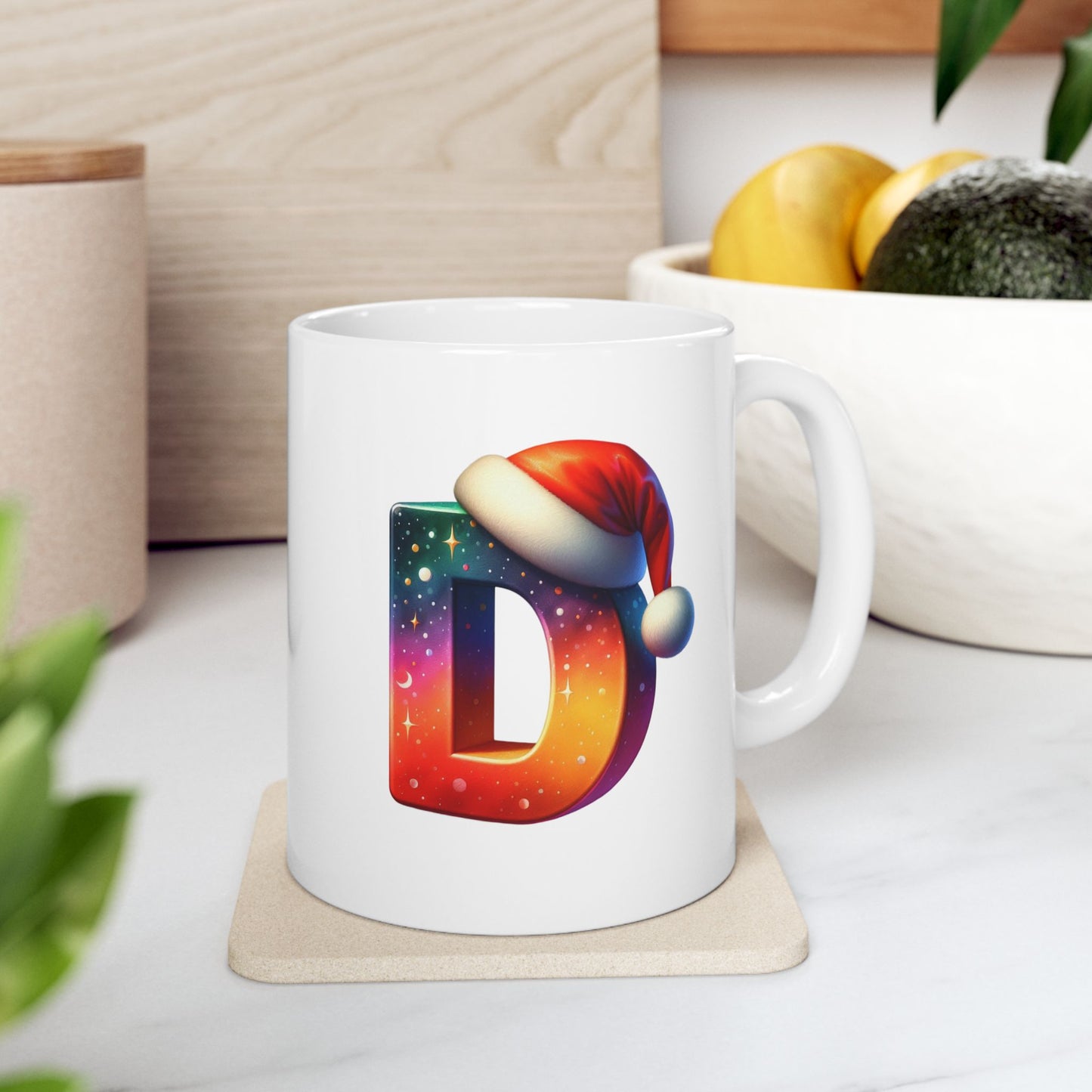 "D" Christmas Alphabet Letter - Holiday Gift Mug (11oz, 15oz)