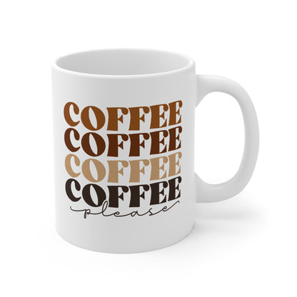 "Coffee Please" Retro Style Coffee Mug, 11 oz