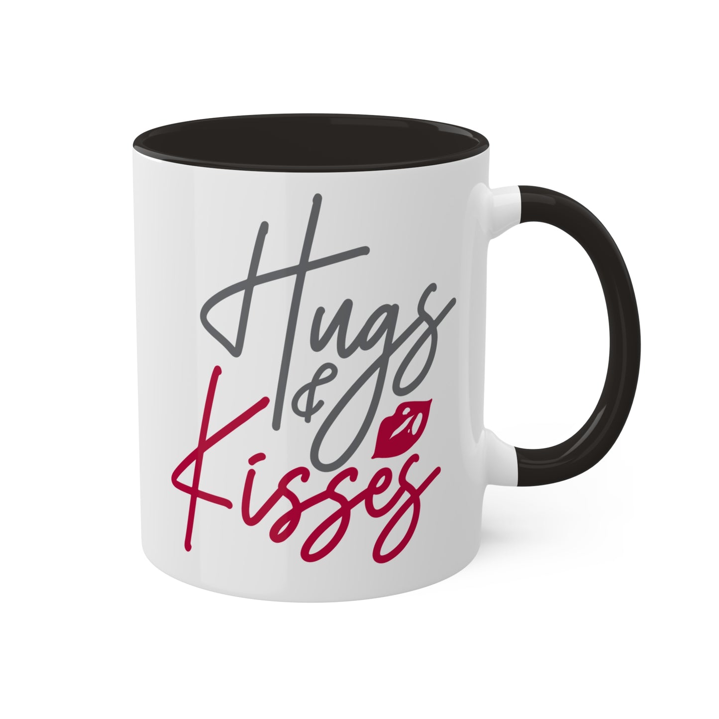 Abrazos y besos: taza de regalo colorida y linda para el día de San Valentín de 11 oz