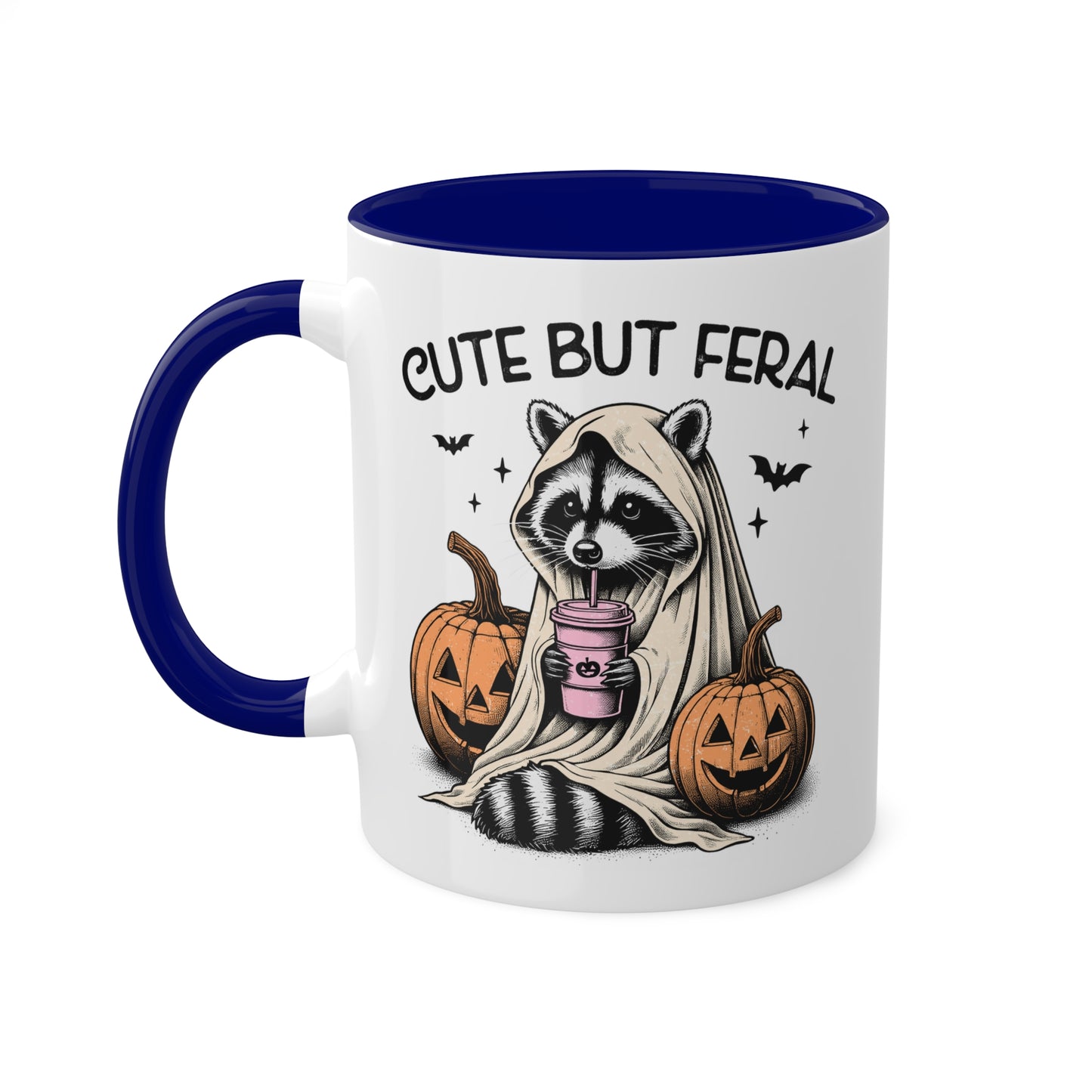 Cute But Feral With Adorable Raccoon - 11oz Colorful Halloween Mug