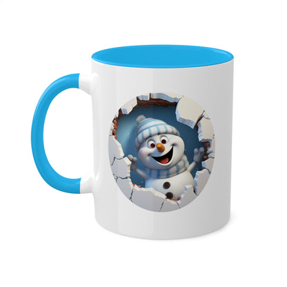 Taza de regalo navideña de 11 oz con diseño de muñeco de nieve feliz y lindo