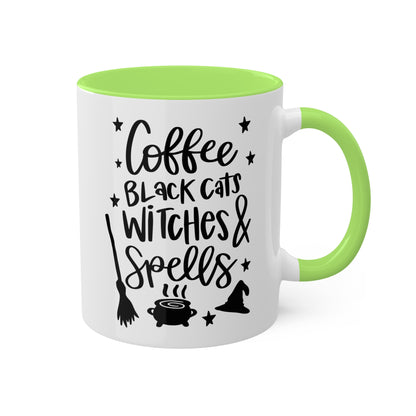 Coffee Black Cat Witches And Spells - 11oz Colorful Halloween Mug