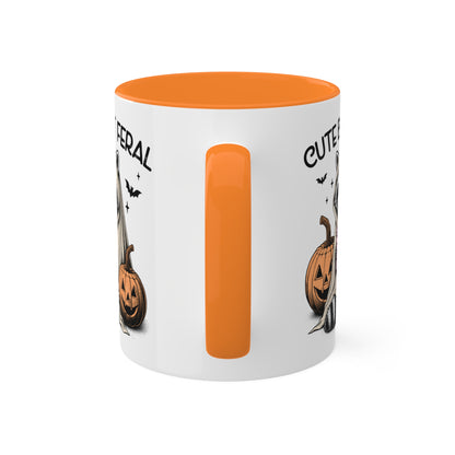 Cute But Feral With Adorable Raccoon - 11oz Colorful Halloween Mug