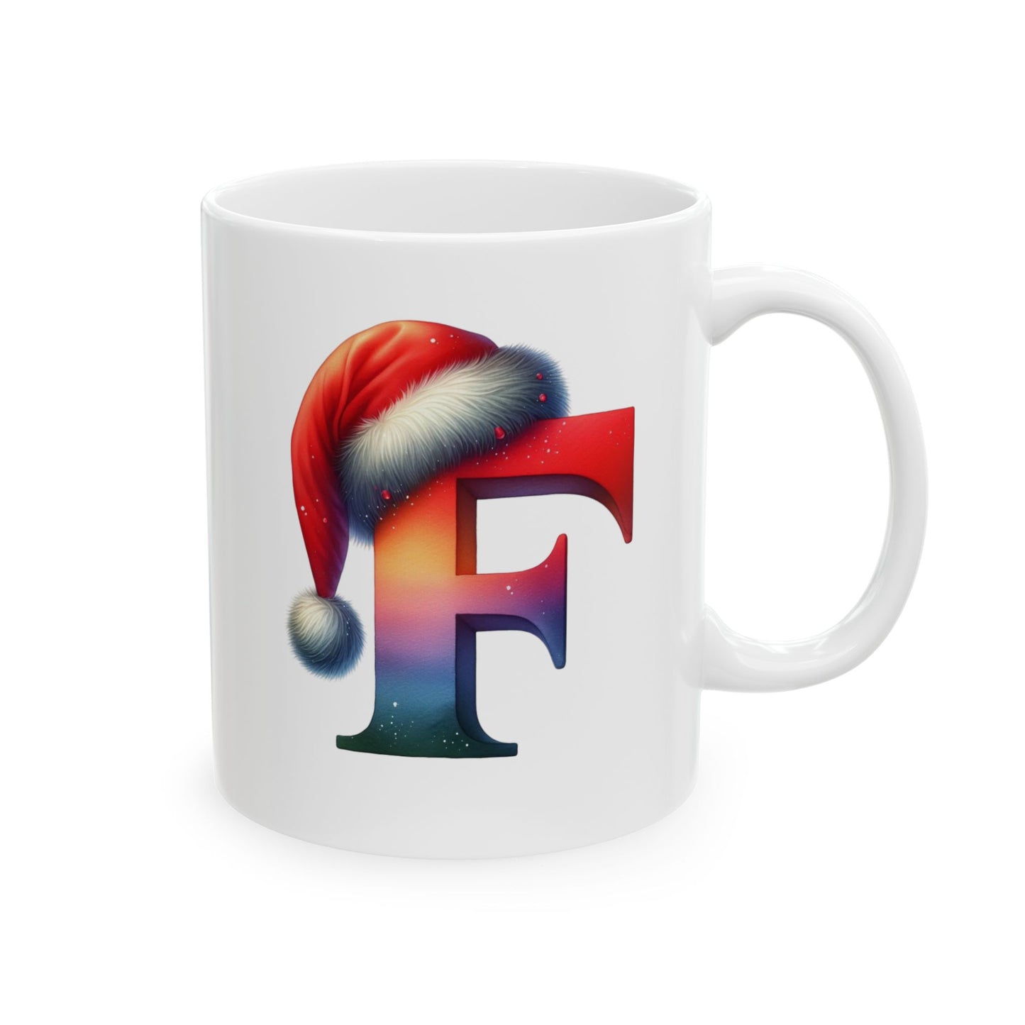 "F" Christmas Alphabet Letter - Holiday Gift Mug (11oz, 15oz)