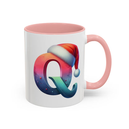 Taza con la letra "Q" del alfabeto navideño (11, 15 oz)