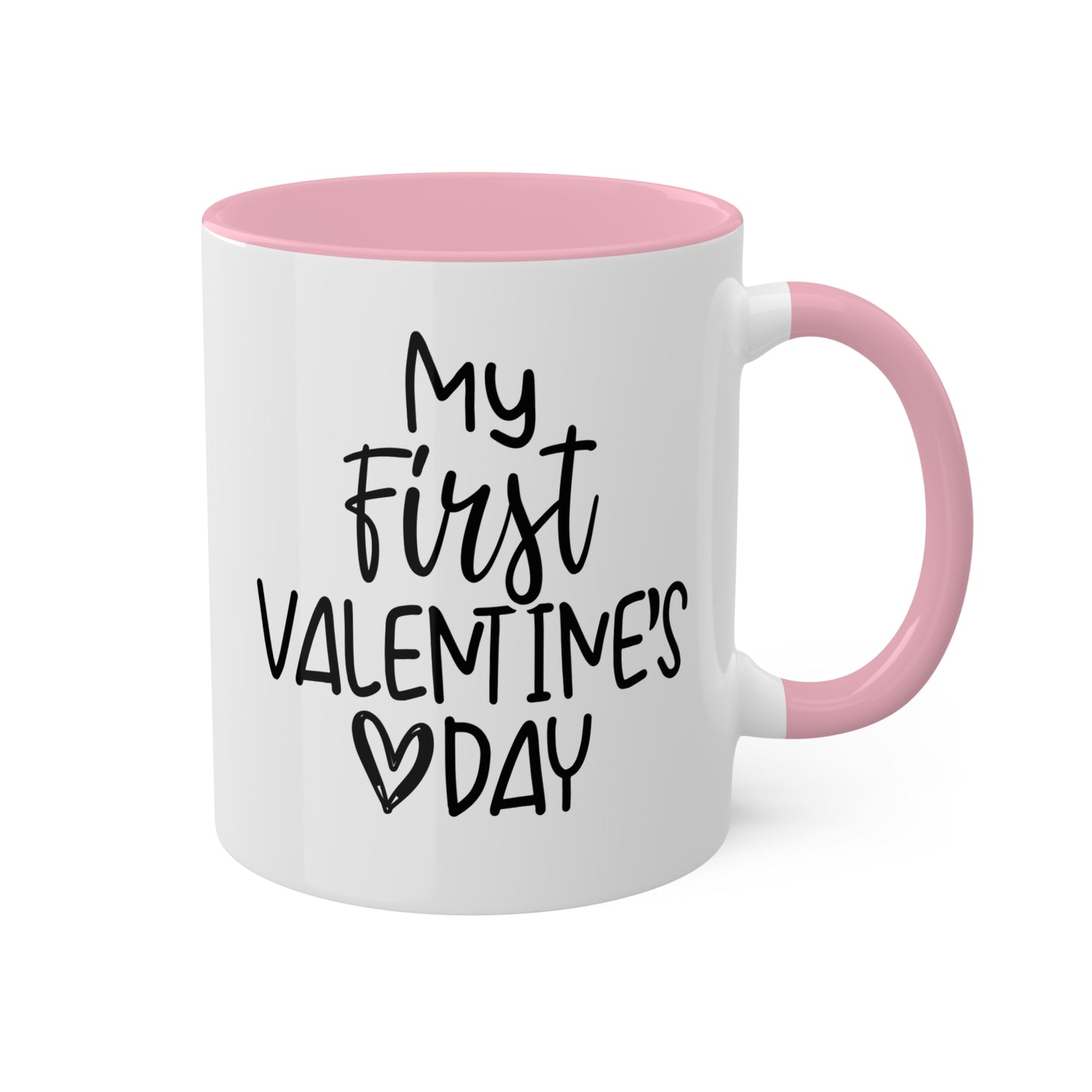 Mi primer día de San Valentín: taza de café colorida de 11 oz para el día de San Valentín