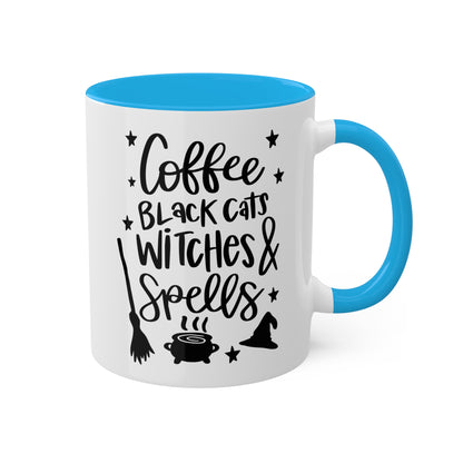 Coffee Black Cat Witches And Spells - 11oz Colorful Halloween Mug