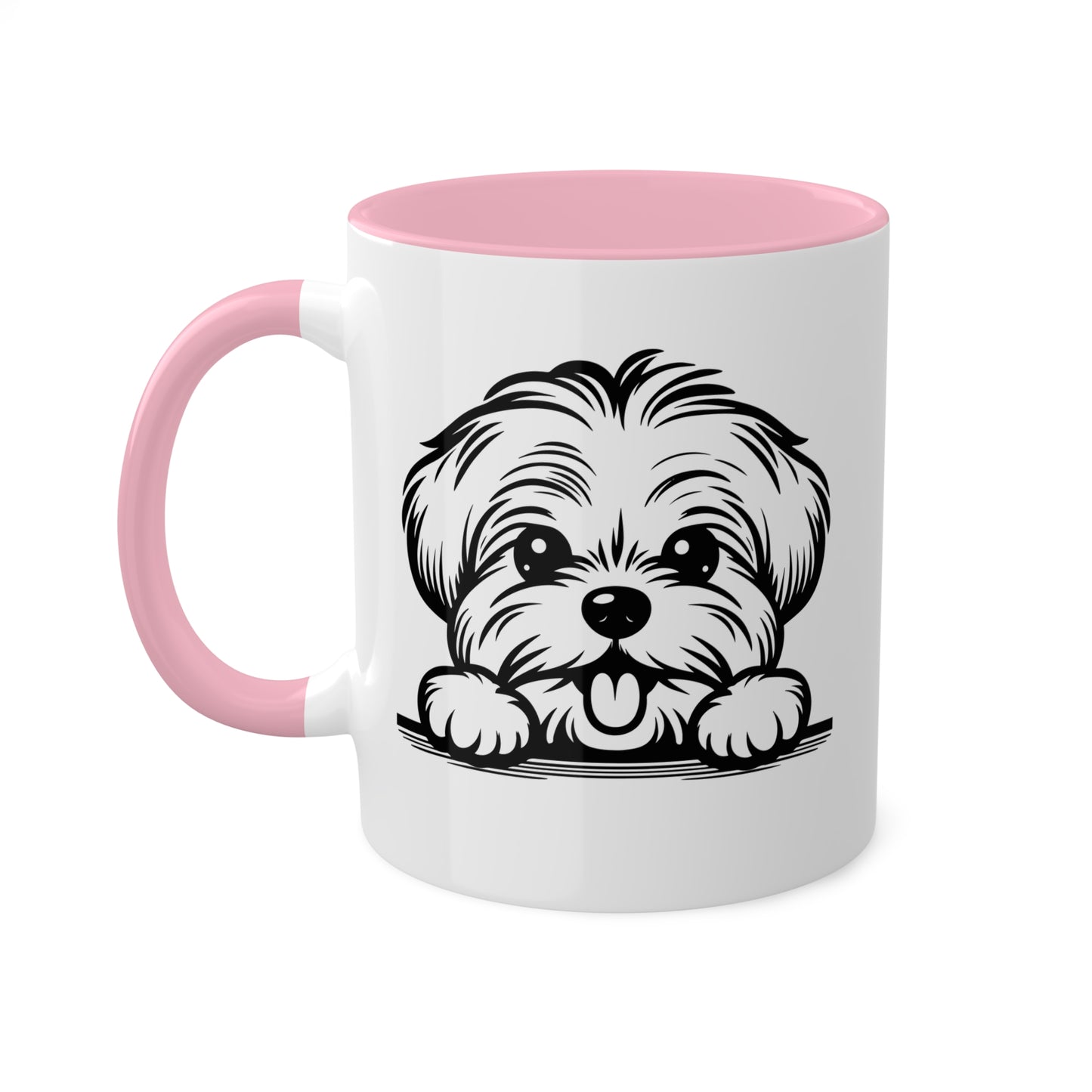 Taza de café con cara de perro maltés, regalo, taza colorida de 11 oz